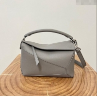 Low Cost Loewe Small Puzzle Bag in Soft Grained Calfskin 8010L Pearl Grey 2023 TOP