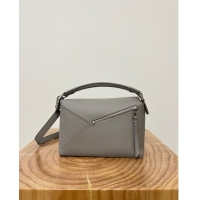 Low Cost Loewe Small Puzzle Bag in Soft Grained Calfskin 8010L Pearl Grey 2023 TOP