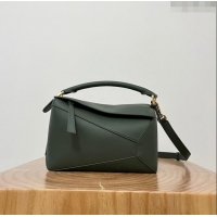 Promotional Loewe Small Puzzle Bag in Classic Calfskin 9311L Bottle Green 2023 TOP