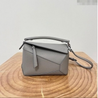 Top Grade Loewe Mini Puzzle Bag in Soft Grained Calfskin 9310L Pearl Grey 2023 TOP