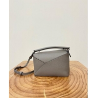 Top Grade Loewe Mini Puzzle Bag in Soft Grained Calfskin 9310L Pearl Grey 2023 TOP