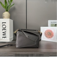 Super Quality Loewe Mini Puzzle Edge bag in Grained Calfskin 062312 Coffee Grey 2023