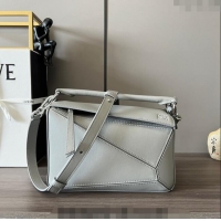 Good Quality Loewe Small Puzzle Edge bag in Classic Calfskin 261801 Pearl Grey 2023