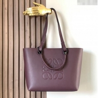 Unique Grade Loewe Small Anagram Tote bag in classic calfskin 9300 Purple 2024