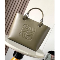 Free Shipping Loewe Small Anagram Tote bag in classic calfskin 9300 Dark Khaki Green 2024