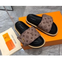 Good Product Louis Vuitton LV Pool Pillow Flat Comfort Slide Sandals in Monogram Nylon Khaki 0320052