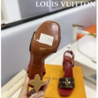 Charming Louis Vuitton Monogram Bloom Sandals 8cm in Cutout Monogram Canvas/Red Leather 0320085