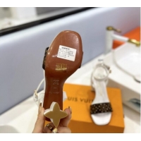 Perfect Louis Vuitton Heel Sandals 8cm in Monogram Canvas and Leather with Studs White 0320091