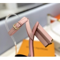 Top Design Louis Vuitton Heel Sandals 8cm in Monogram Canvas and Leather with Studs Light Pink 0320092