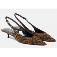 ​Well Crafted Saint Laurent Cherish 30 Leopard-print Slingback Pumps YS6409