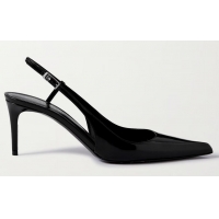 ​Super Quality Saint Laurent Vendome Patent-leather Slingback Pumps YS1256 Black