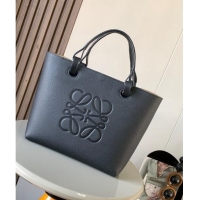 Well Crafted Loewe Small Anagram Tote bag in grained calfskin 9300 Black 2024