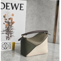 Super Quality Loewe Mini Puzzle bag in Classic Calfskin 0202 Beige/Green 2024