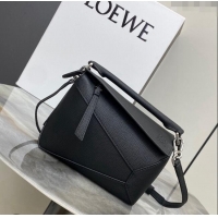 New Design Loewe Mini Puzzle Edge bag in Litchi-Grained Calfskin 0202 Black 2024