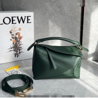 Famous Brand Loewe Small Puzzle Edge bag in Smooth Calfskin 0202 Bottle Green 2024