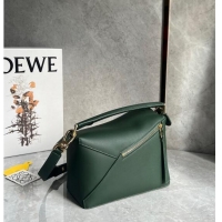 Famous Brand Loewe Small Puzzle Edge bag in Smooth Calfskin 0202 Bottle Green 2024