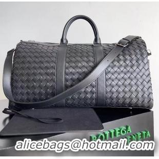 Top Quality Bottega Veneta Intrecciato Leather Medium Intrecciato Duffle Bag 650066 Black 2024