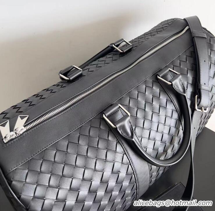 Top Quality Bottega Veneta Intrecciato Leather Medium Intrecciato Duffle Bag 650066 Black 2024