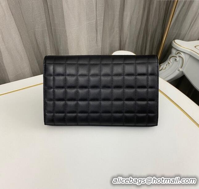 Good Taste Saint Laurent Cassandre Matelasse Carre Chain Wallet in Quilted Leather 743346 Black 2023