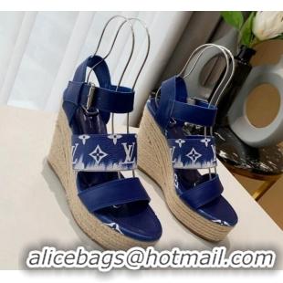 Popular Style Louis Vuitton Starboard Wedge Gradient Sandals Blue 0321001