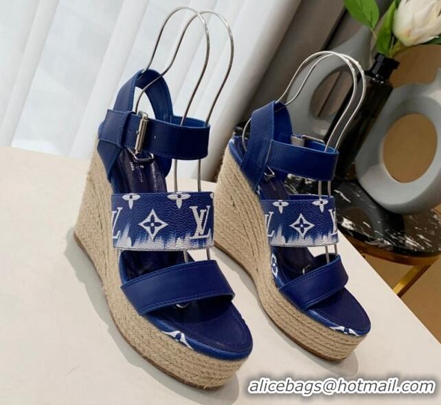 Popular Style Louis Vuitton Starboard Wedge Gradient Sandals Blue 0321001