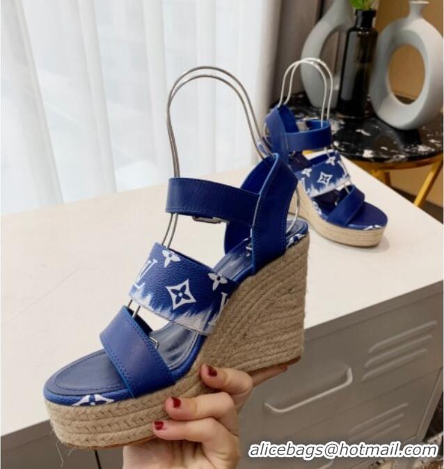 Popular Style Louis Vuitton Starboard Wedge Gradient Sandals Blue 0321001