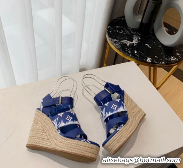 Popular Style Louis Vuitton Starboard Wedge Gradient Sandals Blue 0321001