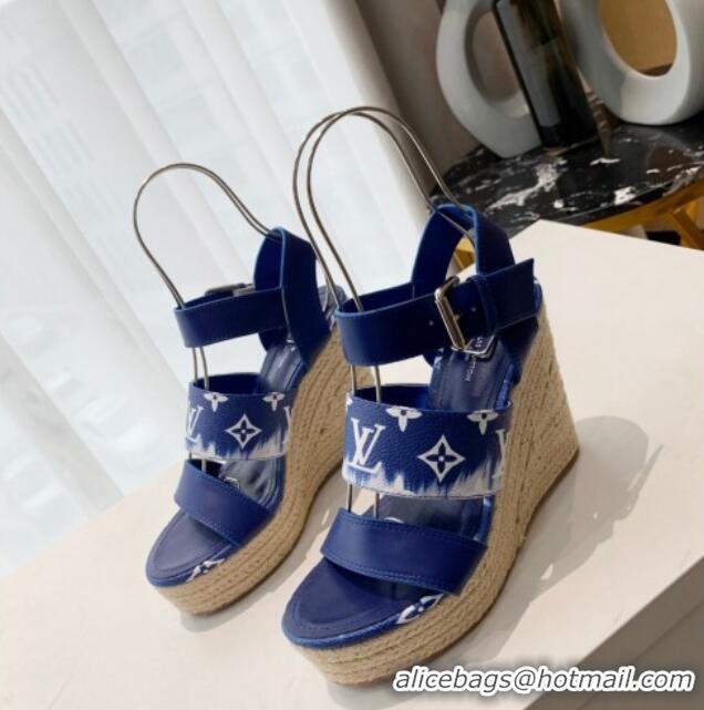 Popular Style Louis Vuitton Starboard Wedge Gradient Sandals Blue 0321001