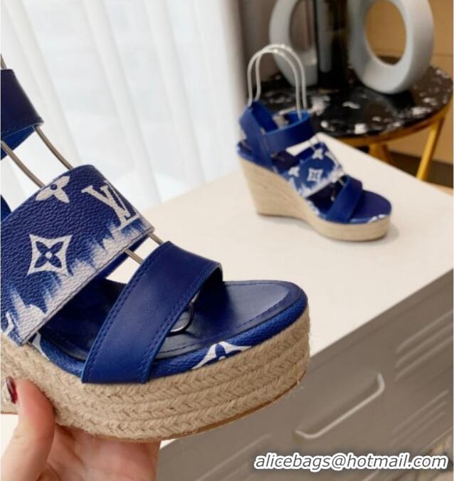 Popular Style Louis Vuitton Starboard Wedge Gradient Sandals Blue 0321001