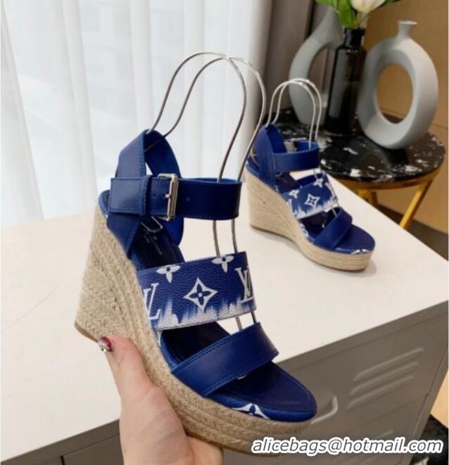 Popular Style Louis Vuitton Starboard Wedge Gradient Sandals Blue 0321001