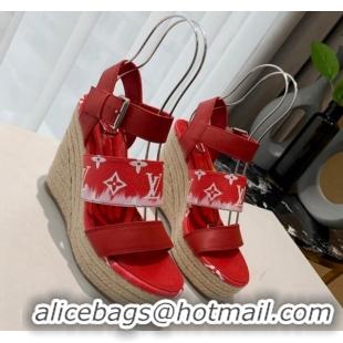 Trendy Design Louis Vuitton Starboard Wedge Gradient Sandals Red 321002