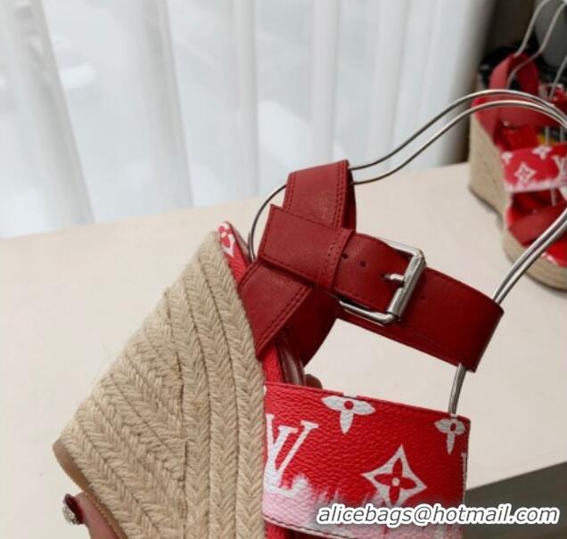 Trendy Design Louis Vuitton Starboard Wedge Gradient Sandals Red 321002