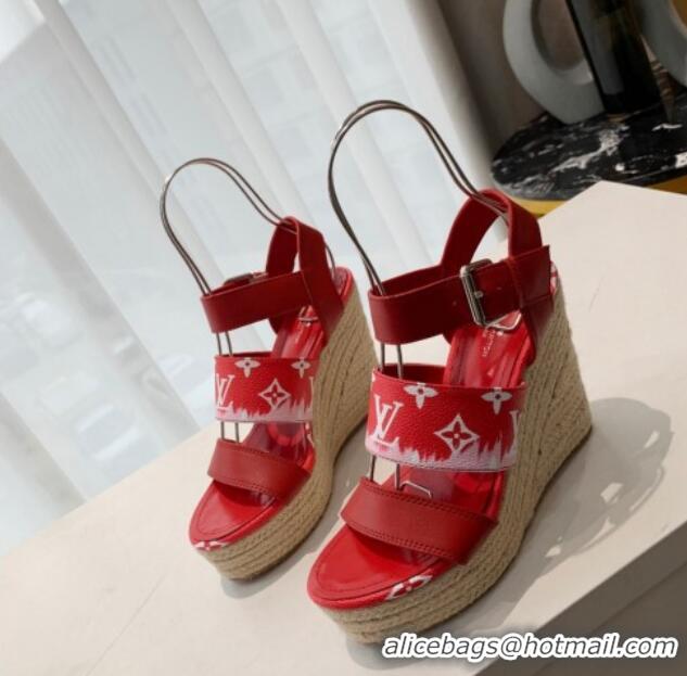 Trendy Design Louis Vuitton Starboard Wedge Gradient Sandals Red 321002