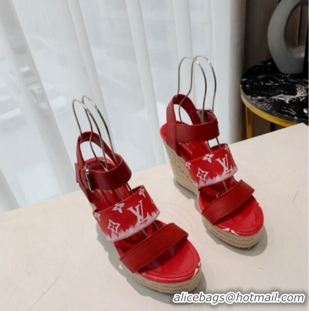 Trendy Design Louis Vuitton Starboard Wedge Gradient Sandals Red 321002