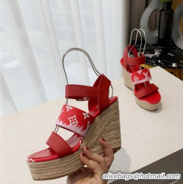 Trendy Design Louis Vuitton Starboard Wedge Gradient Sandals Red 321002