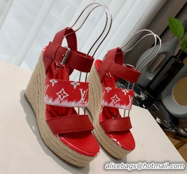 Trendy Design Louis Vuitton Starboard Wedge Gradient Sandals Red 321002