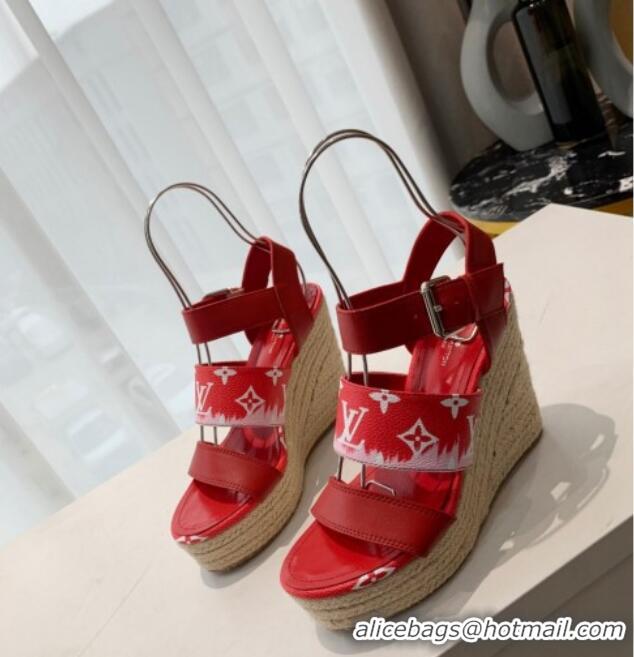 Trendy Design Louis Vuitton Starboard Wedge Gradient Sandals Red 321002