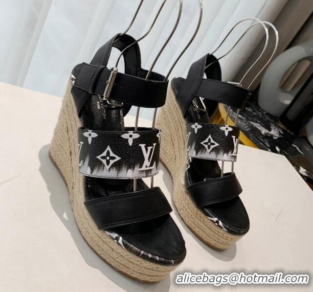 Charming Louis Vuitton Starboard Wedge Gradient Sandals Black 0321003