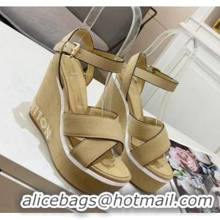 Lower Price Louis Vuitton Harbour Wedge Sandals 12cm in Canvas Beige 0321007