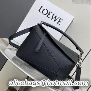 Affordable Price Loewe Small Puzzle Edge bag in Litchi-Grained Calfskin 0202 Black 2024