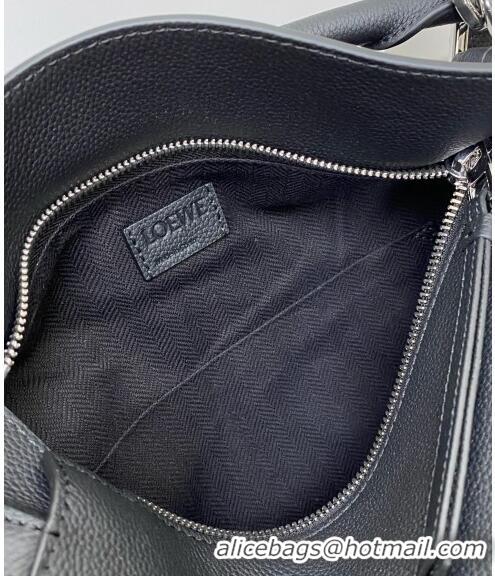 Affordable Price Loewe Small Puzzle Edge bag in Litchi-Grained Calfskin 0202 Black 2024