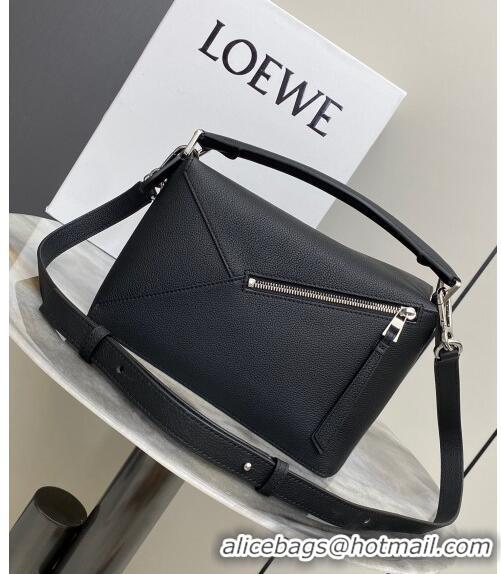 Affordable Price Loewe Small Puzzle Edge bag in Litchi-Grained Calfskin 0202 Black 2024