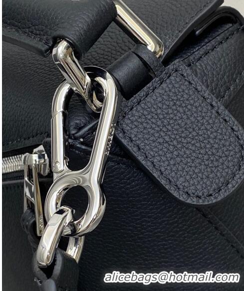 Affordable Price Loewe Small Puzzle Edge bag in Litchi-Grained Calfskin 0202 Black 2024