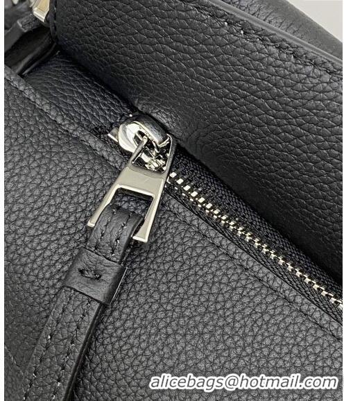 Affordable Price Loewe Small Puzzle Edge bag in Litchi-Grained Calfskin 0202 Black 2024