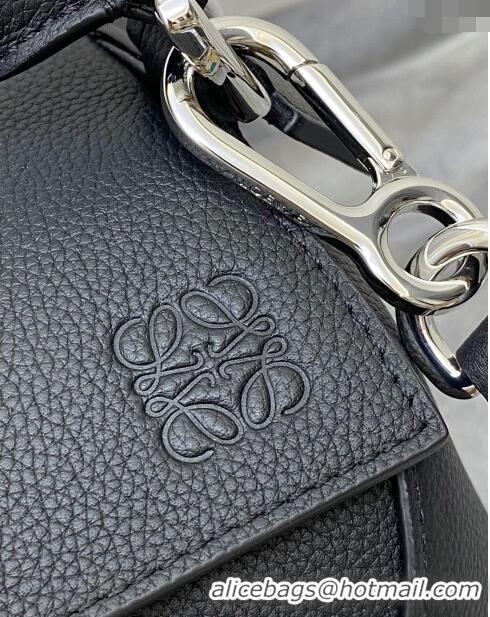 Affordable Price Loewe Small Puzzle Edge bag in Litchi-Grained Calfskin 0202 Black 2024