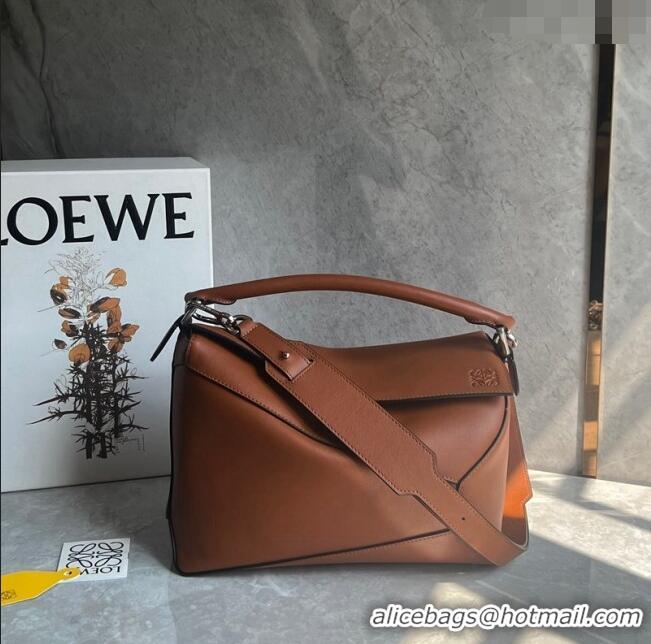 Promotional Loewe Puzzle Medium Bag in Smooth Calfskin 3002B Caramel Brown 2024