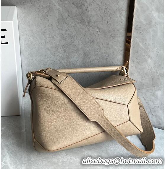 Inexpensive Loewe Puzzle Medium Bag in Litchi-Grained Calfskin 3002B Sand Beige 2024