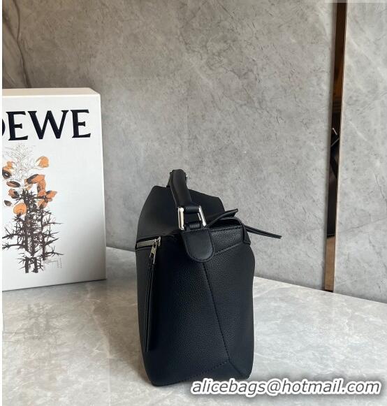 Super Quality Loewe Puzzle Medium Bag in Litchi-Grained Calfskin 3002B Black 2024