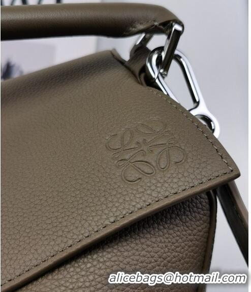 Super Quality Loewe Puzzle Medium Bag in Litchi-Grained Calfskin 3002B Winter Brown 2024