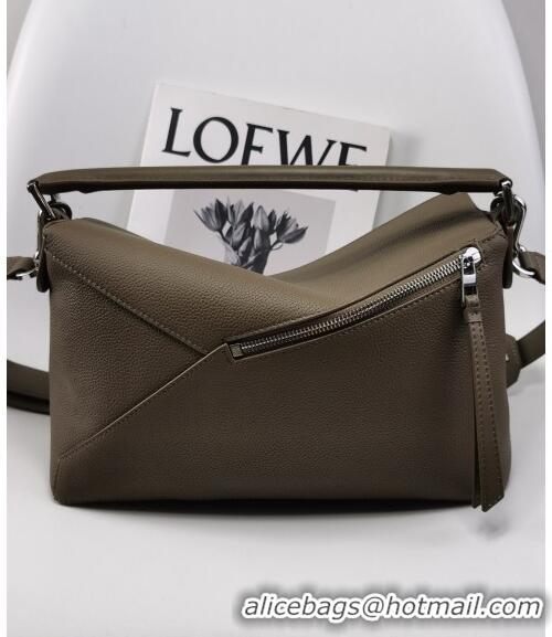 Super Quality Loewe Puzzle Medium Bag in Litchi-Grained Calfskin 3002B Winter Brown 2024